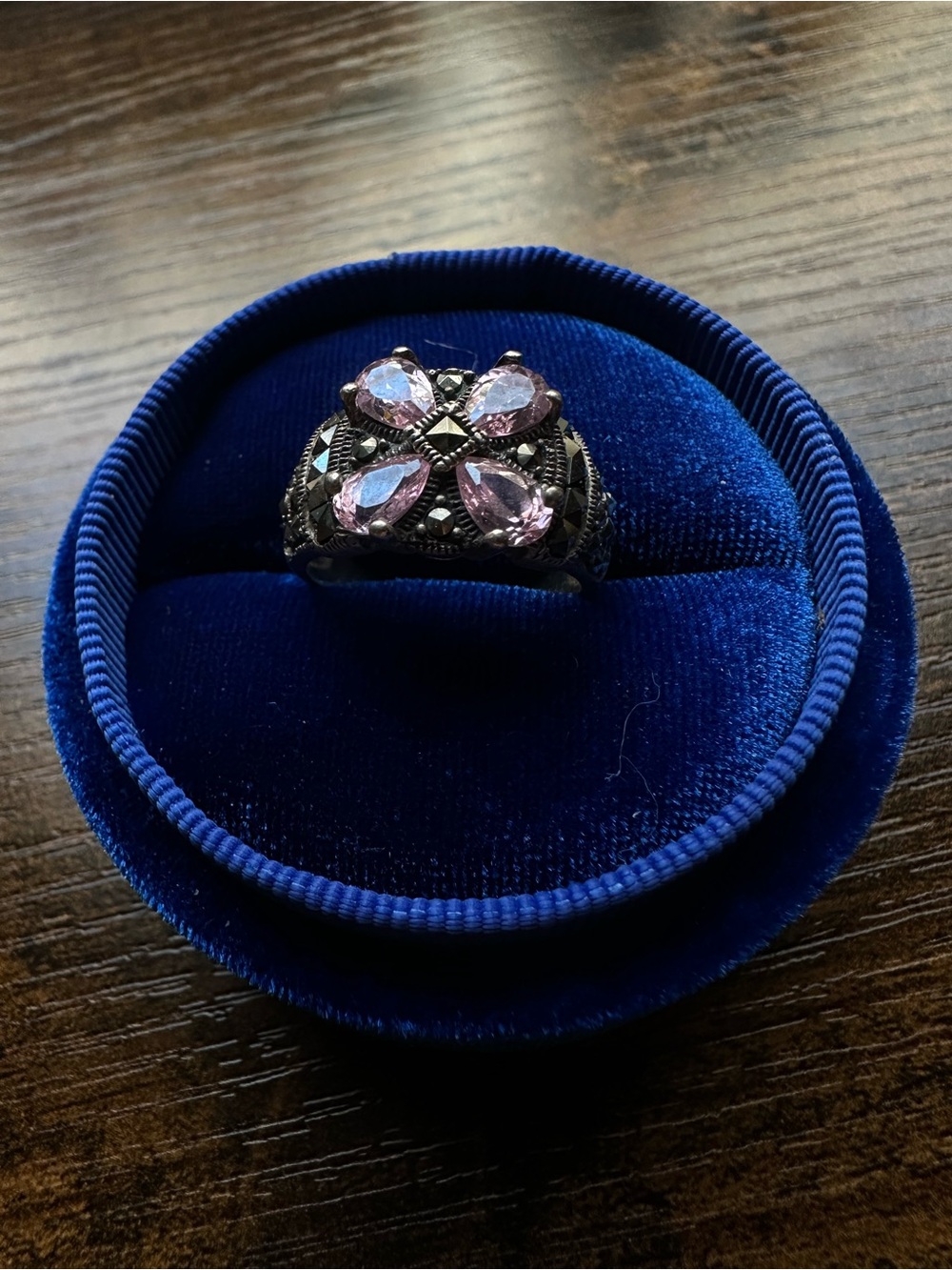Marcasite Ring with Amethysts sz 7